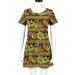 2022 Women's Casual Crewneck Tshirt Dress - Yellow Large, Tropical Print Boho Beach Sundress - Buy Online on GoSupps.com