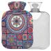 Naanle ethnic mandala hot water bottle with reference transparent hot water bottle 2l large hot hot water bottle for bed hand feet warmer pain relief heat and cold therapy