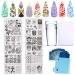Nail Stamping Plates Set Nail Stamper kit 10 Plates 1 Storage Bag 1pcs stamper scaper Art Stamping Plate kit Summer Animal flower Lace Holiday Image Template Manicure DIY Printing Tools