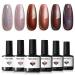 Modelones Gel Nail Polish 6 Colors Fall Gel Polish Chameleon Nude Brown Purple Red Glitter Nail Gel Polish Shimmer Winter Soak Off U V Nail Gel Nail Kit Home Gift DIY Salon for Women Girl