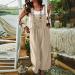 1983 Women's Summer Casual Loose Jumpsuit Wide Leg Pants, Khaki Medium - Buy Online on GoSupps.com