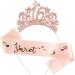 Vovii 16th Birthday Sash and Tiara 16th Birthday Decorations For Women 16th Birthday Gifts for her Princess Crown Hair Accessories for Women Happy Birthday Party Favors Rose Gold 16th