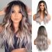 Oefei long corrugated ombre black gray wigs for women natural synthetic hair heat -resistant wigs for daily party cosplay