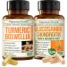Joint Support Bundle 2-Pack Organic Turmeric Supplement with 95% Curcuminoids + 65% Boswellia Extract Ginger Root & Black Pepper (BioPerine) + Vegan Glucosamine Chondroitin MSM 60 + 90 Capsules