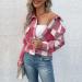 Women's Short Plaid Vintage Cardigan Jacket Tops Hot Pink Medium - Buy Online on GoSupps.com