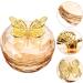 Baluue Dappen Dish Golden Apple Shaped Glass Crystal Dappen Dish Cup Nail Art Liquid Powder Nail Crystal Bowl with Butterfly Top Lid for Nail Art Manicure - Buy Online on GoSupps.com