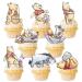 48Pcs Winnie Cupcake Toppers for The Pooh Birthday Party Cupcake Cake Decorations Cute Winnie Baby Shower Decorations