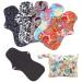 Chargenyang (5 Pcs 12.8 In) Extra Long Sanitary Pads for Day and Heavy Flow Menstrual Pads Reusable Washable Sanitary Towels Pads Charcoal Bamboo Cloth Napkins Postpartum Nursing Pads with Mini Carry Bag Set