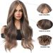 HAIRCUBE Long Brown Wavy Wig for Women - Synthetic Curly Hair with Highlights, Middle Parting - Mixed Brown - Buy Online on GoSupps.com
