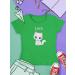 Personalized Gift T-Shirt for Girls - Cute Cat Design - Shirtracer - Customized Name - Green 128 - Buy Online on GoSupps.com