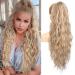 Brikabia ponytail extension 66cm long braid ponytail hair extension beach wavy natural clip in ponytail hair part art hair for women middle blonde with highlights