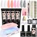 Morovan Poly Gel Nail Kit for Beginners - Poly Nail Gel Kit with U V Lamp Pink Nude Highly Clear Poly Gel Nail Kits with U V Light Starter Kit Nail Extension Professional Nail French Nail Art Kit