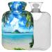 Naanle hot hot water bottle with reference tropical palm transparent hot water bottle 2l large hot hot water bottle for menstrual cramps pain relief handfoots heat and cold therapy