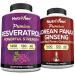 Nutrivein Premium Korean Panax Ginseng Supplement & Resveratrol Supplement Bundle: High-Absorption Resveratrol Capsules & Ginseng for Brain, Defenses, Repair, & Vitality