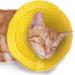 Meric Cat Cone, Recovery Soft Collar for Bathing and Grooming, Cotton, Yellow with White Polka Dots 9-11 Neck Size