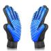 Dog Grooming Glove/Pet Brush Glove Hair Removal Mess-free Grooming with 260 TipsDog Cats Rabbits & Horses with Long/Short/Curly Hair (Blue Right Hand)