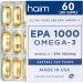 HAIM EPA1000 High-Potency EPA Fish Oil Supplement 1 000mg Omega-3 for Heart Brain & Joint Health Pure Burpless Capsules 60 Softgels Made in USA EPA 1000