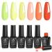 Beetles Gel Nail Polish Kit- 6 Colors Bee Yourself Gel Polish Set Soak Off Nail Gel Set OrangeRed GreenYellow Glitter Coral Tomato Gel Nail Manicure Kit DIY Home Nail Decoration Gift for Women Girl
