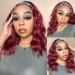 FORCUTEU Red Wig Headband Wigs for Black Women Short Wavy Wig Short Bob Wig Red Synthetic Wig with Headbands Attached Red Wig for Women Daily Wear 16 Inches Headband Wig BUG