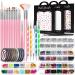 Nail Brushes and Nail Dotting Tools, Teenitor Nail Art Kit for Nail Design, 3D Self Adhesive Nail Art Sticker, Nail Art Rhinestone and Pick Up Tweezers, Nail Art Glitter Sequin, Nail Striping Tape Pink