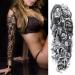 PADOUN Temporary Tattoo Sleeves for Women & Men - 12 Sheets Halloween Party Black Skulls Full Arm & Half Arm Body Stickers - Buy Online on GoSupps.com