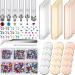 45 Pcs Jewelry Metal Stamping Tools Kits  Metal Stamping Punches  Flat Back Multi Colored Rhinestones Crystals Setter  Metal Stamping Blank Tag Pendants with Elbow Tweezer  Picking Pen  Storage Box
