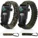 SDWFXD 2-part set survival bracelet multifunction paracord bracelet with 2 pcs carabiners and built-in compass fire starter emergency knife & whistle