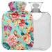 Naanle hot water bottle with cover pink orange violet flowers Transparent hot water bottle heat bottle for back pain relief handfoot warmer neck warmth and cold therapy 2l