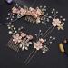 NUOBESTY 4pcs Handmade Floral Wedding Hair Comb Set - Pink Rhinestone Bridal Headpiece & Hair Accessories - Buy Online on GoSupps.com