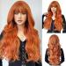 Fei long wavy orange wig with pony for women natural synthetic hair heat-resistant Halloween wigs for daily party cosplay-28 inches