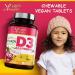 Kids Vitamin D3 1000 iu High Strength - Raspberry Flavour Chewables for 4-12 Years - Vegan Society Registered - 2 Months Supply - Made in UK - Buy Online on GoSupps.com