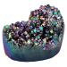 Nupuyai Titanium Coated Bergkristall Druse Rohstein irregular crystal cluster quartz geode gemstone for Reiki feng shui decoration purple heart shape