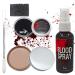 Fake Blood Spray Makeup Kit with Stainless Steel Sponge Coagulated Blood Gel Special Effects Halloween Zombie Wound Modeling Skin Scar Wax SFX Makeup Kit for Cosplay Halloween