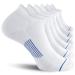 FITRELL Men's 6 Pack Ankle Running Socks Low Cut Cushioned Athletic Sports Socks 7-9/9-12/12-15 White+blue 7-9