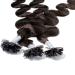 hair2heart Extensions Real Hair Bondings Wavy - 25 strands 1g 40cm 4/0 medium brown