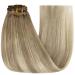 Youngsee Clip In Extensions - Real Hair Ombre 50cm Balayage Medium Brown & Platinum Blonde - 120g 7pcs - Premium Quality Hair Extensions - Buy Online on GoSupps.com