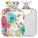 NAANLE hot hot water bottle with cover watercolor red flowers transparent hot water bottle hot water bottle to relieve back pain handfoot warmers neck-hot and cold therapy 2 L