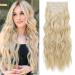 Reecho clip in extensions 4PC Blond Hair Extensions Clip in hair extensions 60 cm thick long beach shafts hair parts invisible tip natural soft hair parts - natural blonde