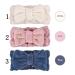 Zocone Makeup Hair Bands - 3pcs Bowknot Headbands | Coral Fleece Spa & Facial Cleaning Set (White Pink Blue) - Buy Online on GoSupps.com