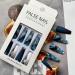 Navy Blue False Nails with Glitter and Rhinestones - 24Pcs Matte & Glossy Coffin Fake Nails for Women - Buy Online on GoSupps.com