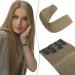 SEGO 12 PCS clip in extensions such as real hair hair extensions hair parts with 22 clips 55 cm cheap for full head 180g medium brown & ash blonde 55 cm medium brown & ash blonde
