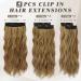 BARSDAR Clip In Extensions - 5 PCs Long Wavy Synthetic Hair 45 cm Toffee Brown with Gold Blonde Highlights for Women & Girls - Buy Online on GoSupps.com