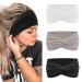 MISUPORVE Wide Headbands for Women Non Slip Stretch Workout Headband Cloth Breathable Head Bands Yoga Running Sport Hairbands for Women's Hair Solid Color Hair Accessories 3 Pcs