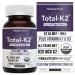 Total K2 | Vitamin K2 as MK7 & MK4 | Plus K1 & Vitamin D3 Cofactor - 620 mcg K2 per Serving - All-Trans MK7 from MenaQ7 - Full-Spectrum Vitamin K - Vegan Organic Certified (60 Capsules) 60 Count (Pack of 1)