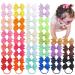 JOYOYO 50 Pcs Baby Bow Bobbles Baby Hair Bands Baby Hair Ties Baby Girls Hair Bows 2 Inch Ribbon Bows Elastic Little Girls Hair Bobbles Small Hair Bands for Babies Toddlers