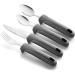 Special Supplies Adaptive Utensils (4-Piece Kitchen Set) Wide  Weighted  Non-Slip Handles for Hand Tremors  Arthritis  Parkinsons or Elderly Use  Stainless Steel Knife  Fork  Spoons (Gray Striped) - Buy Online on GoSupps.com