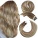 Moresoo Tape in Hair Extensions Human Hair Balayage Blonde Tape in Extensions Light Brown with Blonde Human Hair Extensions Tape in 22 Inch 20Pcs/50g #8/22/8 22 Inch #8/22/8