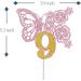 Tenhaisi Pink & Gold 3D Butterfly Flower Sign 9 Cake Topper - Happy 9th Birthday/Anniversary Party Decoration 3D Cake Topper- Girls 9th Birthday Party Supplies - Buy Online on GoSupps.com