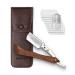 St rtebekker razor with wooden handle in the handmade leather case incl. Alaunstift - incl. Rasurguide 10 sharp blades - gift idea - razor set - wet razor wood - caf