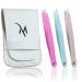 Tweezers Set 3-pcs Professional Tweezers Great Precision for Eyebrow Hair Facial Hair Ingrown Hair Remover (Multicolor) 3 Piece